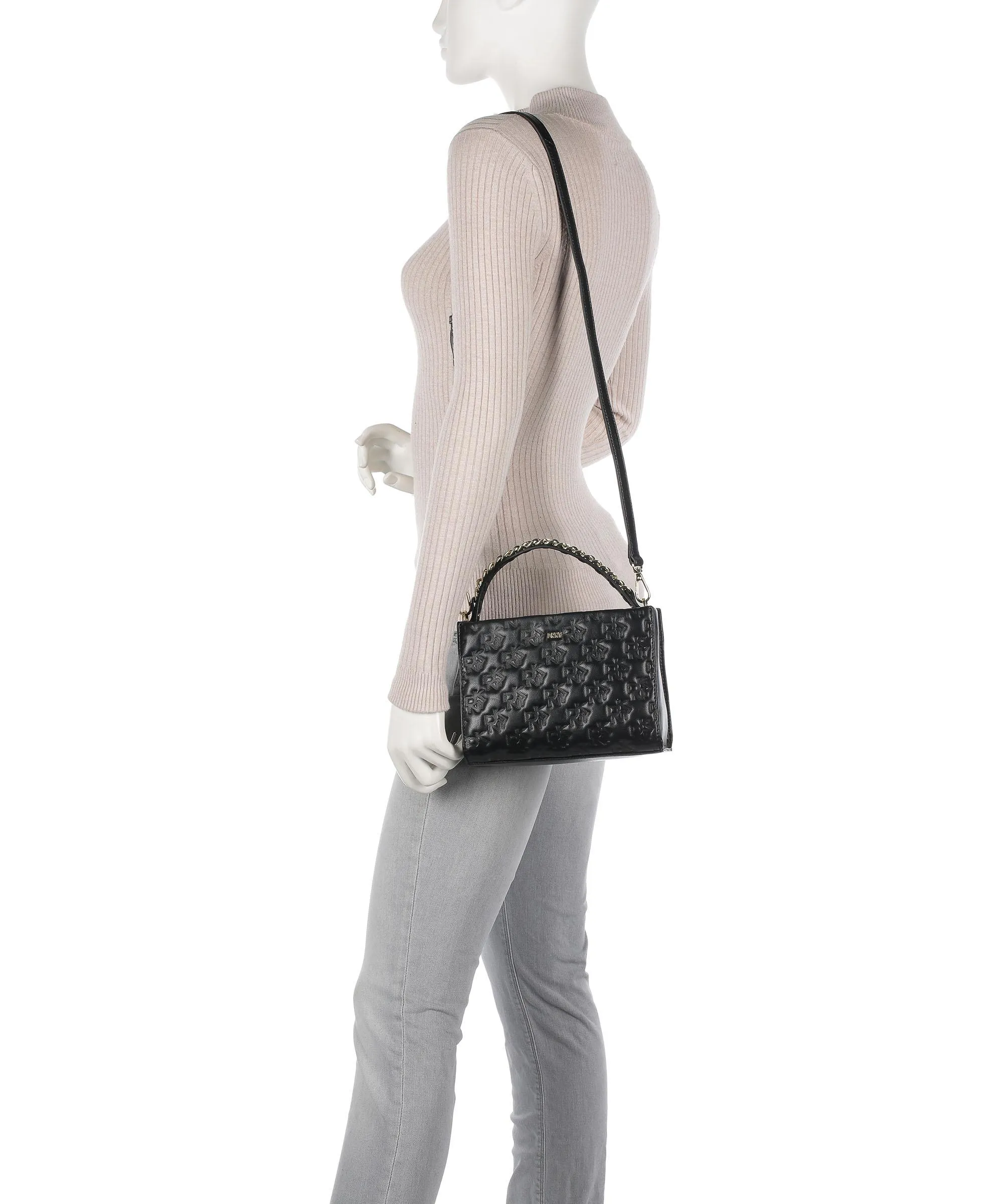  DKNY Carissa Borsa a mano cuoio di agnello nero  