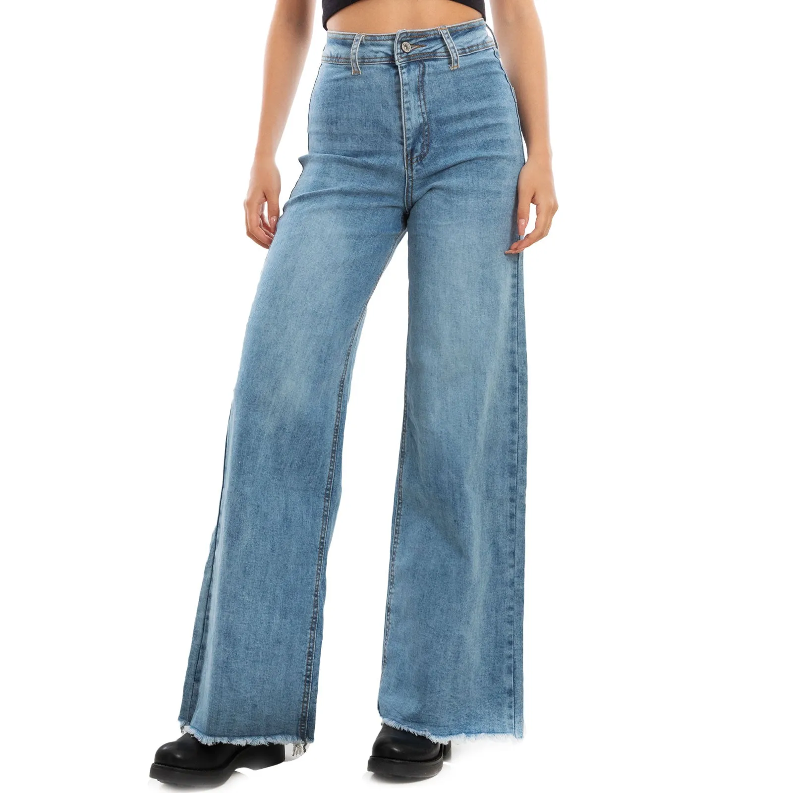 Jeans Palazzo Gamba Larga Vita Alta Baggy Vi-6302