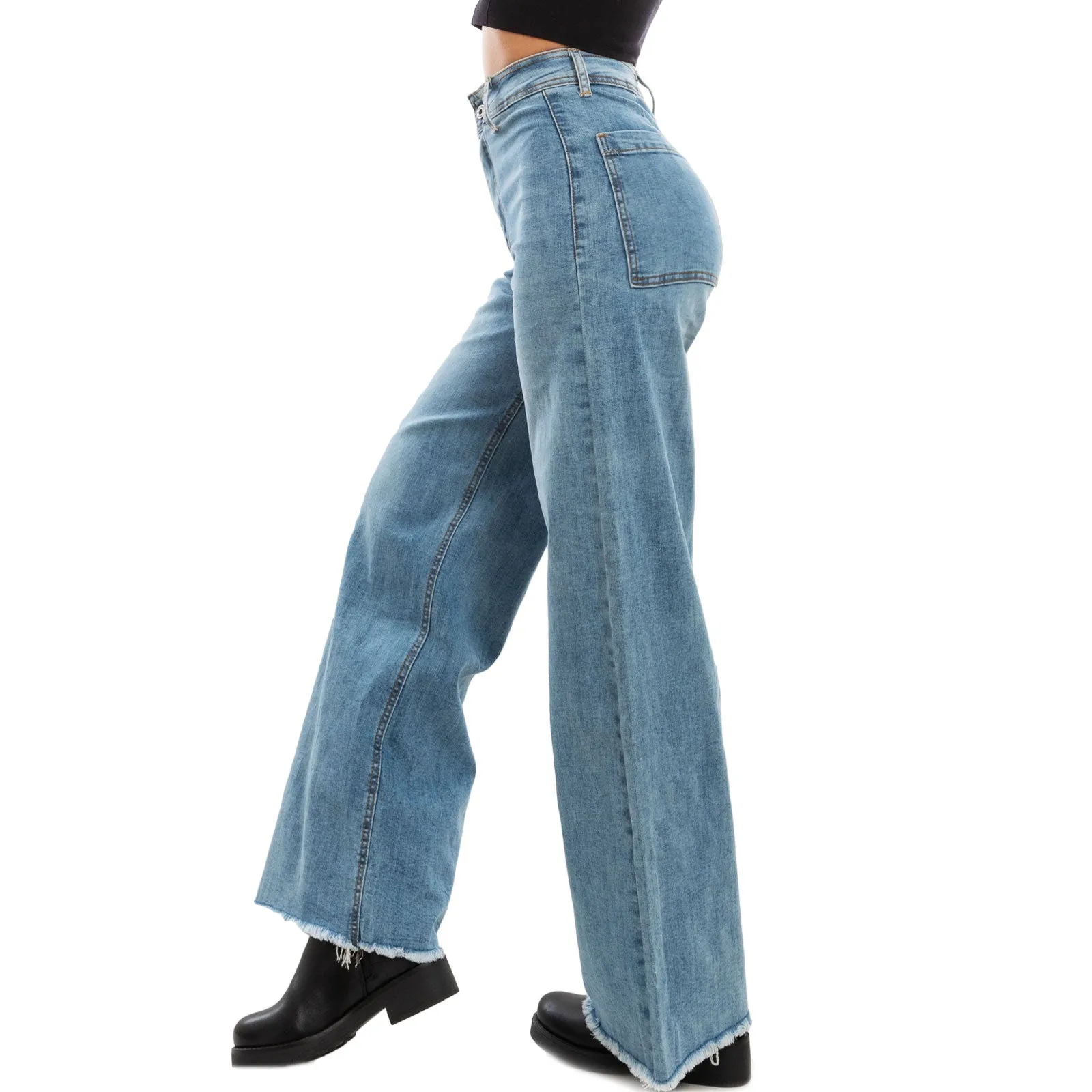 Jeans Palazzo Gamba Larga Vita Alta Baggy Vi-6302