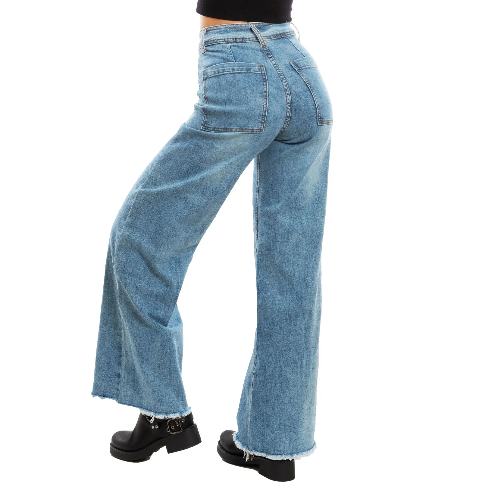 Jeans Palazzo Gamba Larga Vita Alta Baggy Vi-6302