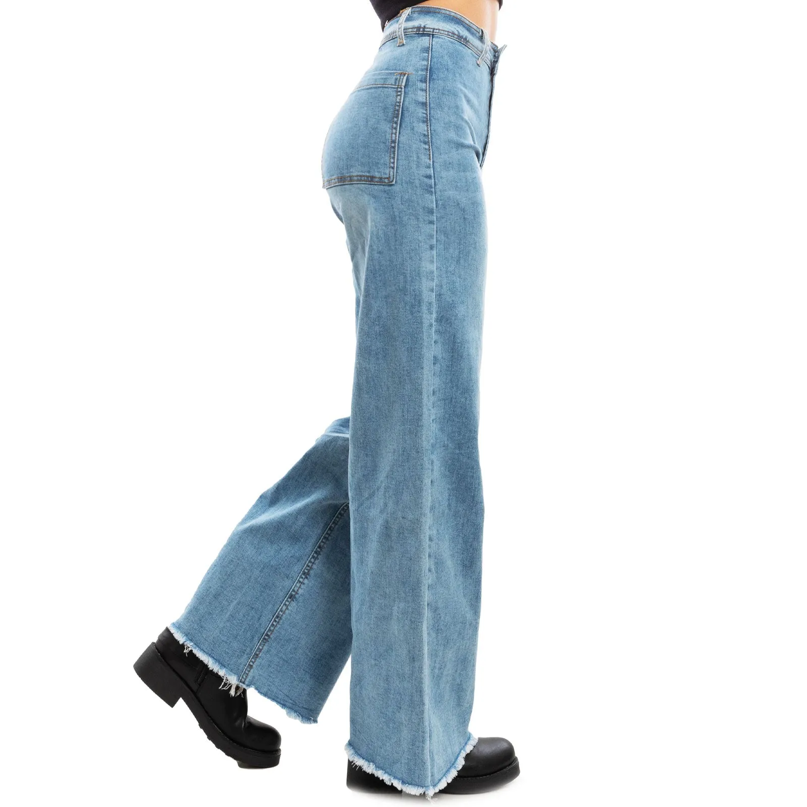 Jeans Palazzo Gamba Larga Vita Alta Baggy Vi-6302