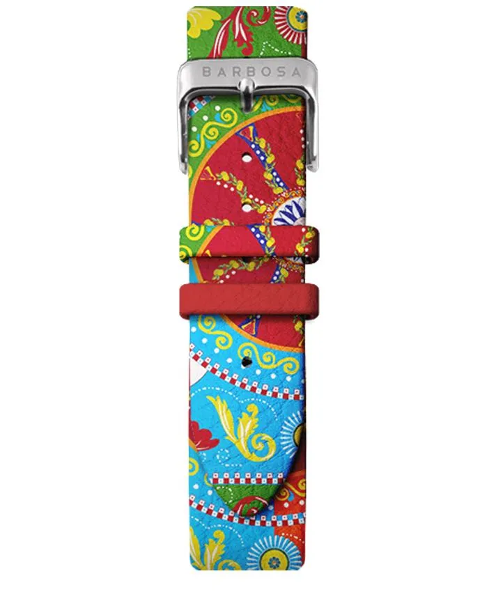 OROLOGIO MARINHEIRO CRONOGRAFO dm. 39 PELLE STAMPA SICILY ROSSO