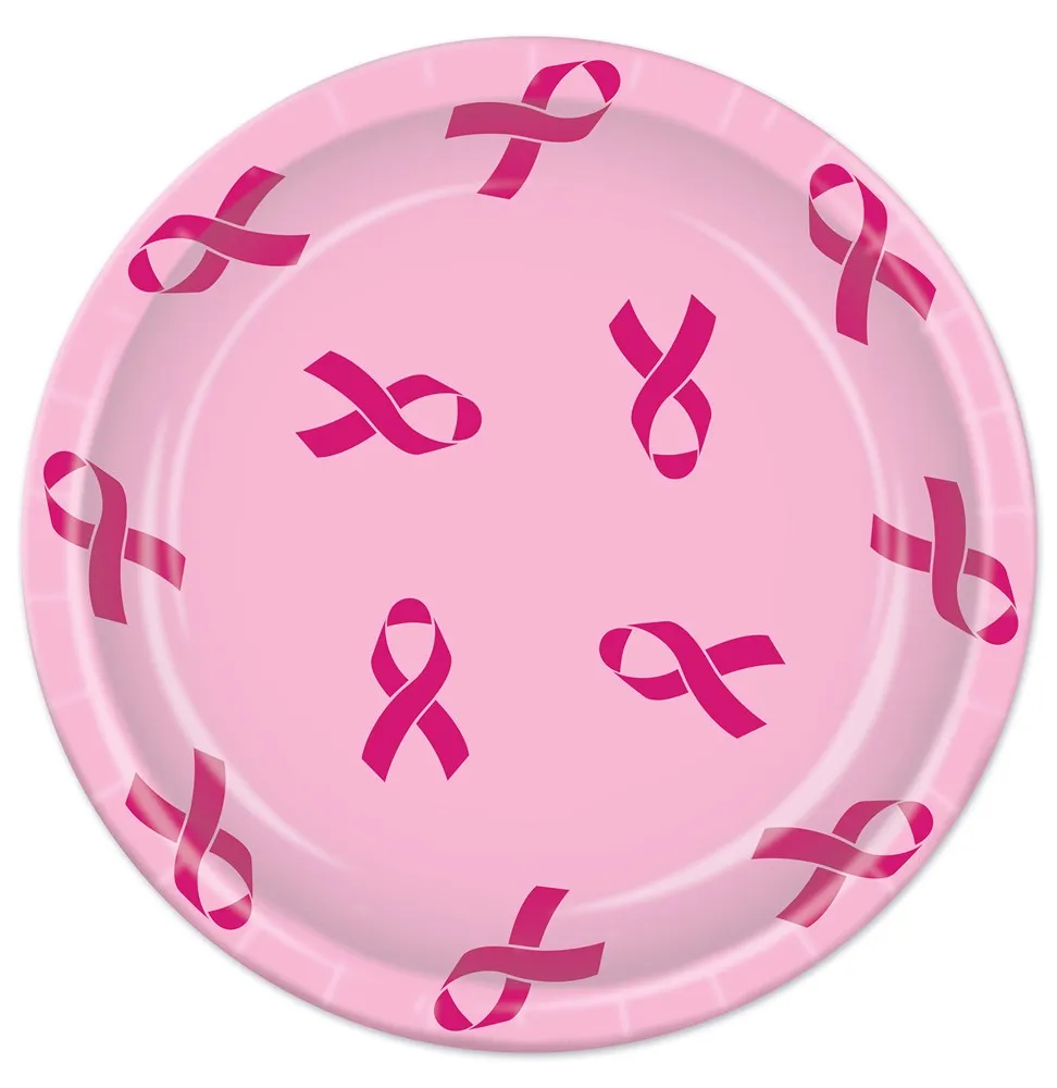 Piatto di carta con fiocco rosa 23 cm