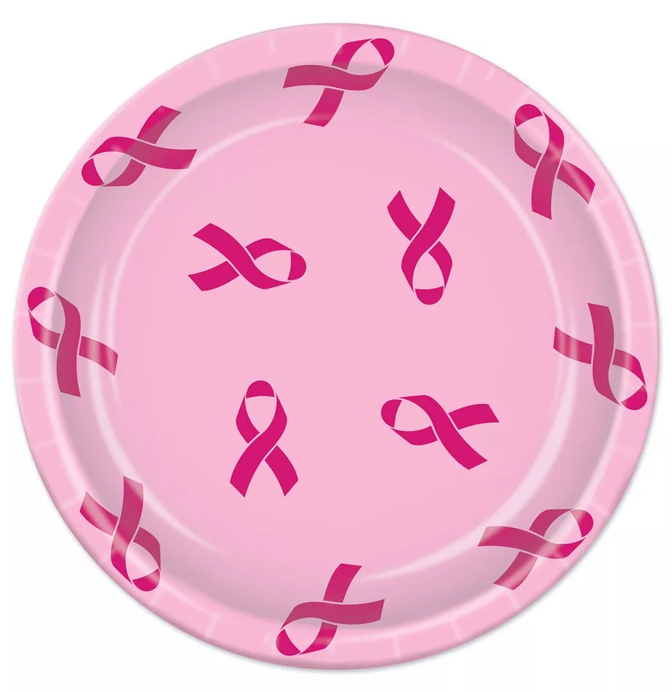 Piatto di carta con fiocco rosa 23 cm