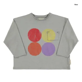 T-shirt grigia con stampa multicolor per neonati e bambini